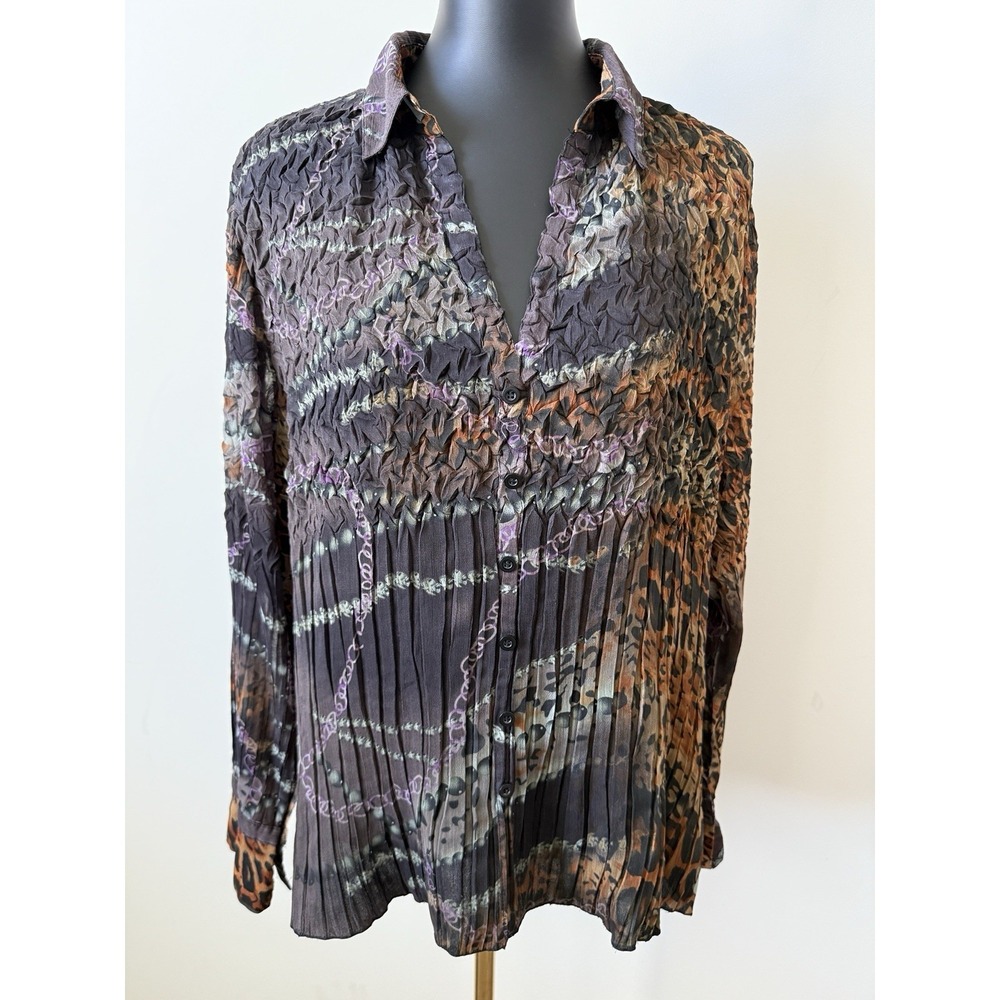 COLDWATER CREEK Crinkle Stretch Tunic Top Women's PXL (18) Petite Plus NWOT